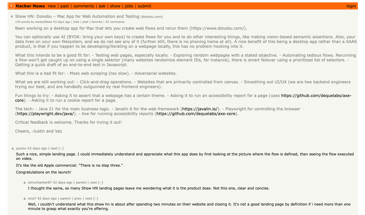 Cover Image for Donobu’s Show HN Launch: Thank You for the Incredible Support! 🎉